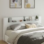 Vidaxl armoire tte de lit avec led, tte de lit avec tagre ouverte, meuble de rangement chambre  ...