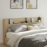 Vidaxl armoire tte de lit avec led, tte de lit avec tagre ouverte, meuble de rangement chambre  ...