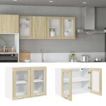 Vidaxl armoire en verre suspendue chne sonoma 80x31x60 cm agglomr, vitrine suspendue, armoire de cuisine, ...