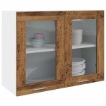 Vidaxl armoire verre suspendue vieux bois 80x31x60cm bois ingnierie armoire de cuisine armoire de rangement ...