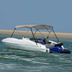 Vidaxl auvent bimini � 3 arceaux gris 183x140x137 cm toit bimini pour bateau housse de bateau auvent ...