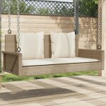 Vidaxl balancelle avec coussins beige 119x56x48 cm résine tressée balancelle chaise suspendue siège de ... Vidaxl balancelle avec coussins beige 119x56x48 cm résine tressée balancelle chaise suspendue siège de ...