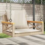 Vidaxl balancelle avec coussins beige 63x62x40 cm rsine tresse balancelle chaise suspendue sige de ...