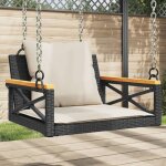 Vidaxl balancelle avec coussins noir 63x62x40 cm rsine tresse balancelle chaise suspendue sige de ...