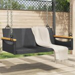 Vidaxl balancelle noir 109x62x40 cm r�sine tress�e chaise suspendue si�ge de balan�oire chaise suspendue ...