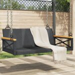 Vidaxl balancelle noir 109x62x40 cm rsine tresse, chaise suspendue, sige de balanoire, chaise suspendue ...