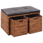 Banc - vidaxl - 71 x 40 x 42 cm - jacinthe d'eau - cuir artificiel - marron et noir