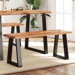 Vidaxl banc avec bord vivant 110 cm bois dacacia massif si�ge banc de salle � manger si�ge de salon banc ...