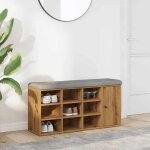Vidaxl banc � chaussures ch�ne artisanal 102x32x50cm bois ding�nierie banc banc de rangement si�ge de ...