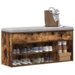 Vidaxl banc � chaussures ch�ne fum� 102x305x45 cm bois ding�nierie banc banquette de couloir si�ge de ...