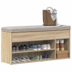 Vidaxl banc � chaussures ch�ne sonoma 102x305x45 cm bois ding�nierie banc banquette de couloir si�ge ...