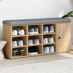 Vidaxl banc  chaussures banquette de rangement avec sige meuble  chaussures avec coussin moderne chne ...