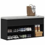 Vidaxl banc � chaussures noir 102x305x45 cm bois ding�nierie banc banquette de couloir si�ge de couloir ...
