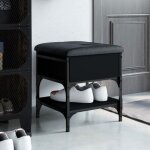 Vidaxl banc � chaussures banquette de rangement avec si�ge meuble � chaussures avec coussin moderne noir ...