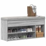 Vidaxl banc � chaussures sonoma gris 102x305x45 cm bois ding�nierie banc banquette de couloir si�ge de ...