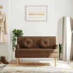 Vidaxl banc avec coussins canap� avec accoudoir et dossier banquette avec pieds en bois si�ge de salle ...
