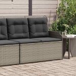 Vidaxl banc inclinable de jardin avec coussins gris r�sine tress�e banc de jardin si�ge de jardin banc ...
