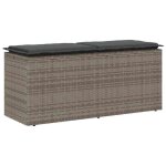 Vidaxl banc de jardin avec coussin gris 110x40x44 cm r�sine tress�e banc dext�rieur banc de patio si�ge ...