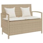 Vidaxl banc de rangement de jardin avec coussin beige r�sine tress�e banc de jardin banc de jardin banc ...