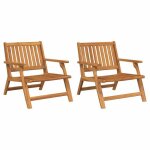 Vidaxl banc de relaxation 2 pcs marron bois dacacia massif mobilier de jardin moderne ensemble ext�rieur ...