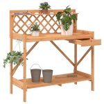 Vidaxl banc de rempotage avec treillis support de plantes avec crochets et tiroir table de rempotage ...