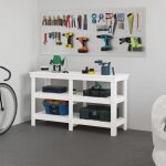 Vidaxl banc de travail table de travail avec �tag�res �tabli en bois banc de rangement banc doutils blanc ...