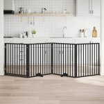 Vidaxl barri�re pour chiens et porte 4 panneaux noir bois de peuplier 352195