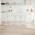 Vidaxl barri�re pour chiens avec porte 6 panneaux bois de sapin massif barri�re de s�curit� pour animaux ...