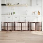 Vidaxl barri�re pour chiens avec porte 6 panneaux bois de sapin massif barri�re de s�curit� pour animaux ...