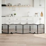 Vidaxl barri�re pour chiens et porte 6 panneaux noir bois de peuplier barri�re de s�curit� pour animaux ...