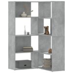 Vidaxl bibliothque dangle  4 niveaux gris bton bois dingnierie tagre  livres dangle vitrine dangle ...