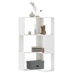 Vidaxl bibliothque dangle  3 niveaux blanc bois dingnierie tagre  livres dangle vitrine dangle ...