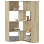 Vidaxl biblioth�que dangle � 4 niveaux ch�ne sonoma bois ding�nierie �tag�re � livres dangle vitrine ...