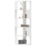 Vidaxl bibliothque dangle  5 niveaux blanc bois dingnierie tagre  livres dangle vitrine dangle ...