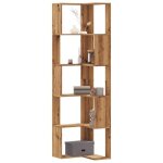 Vidaxl biblioth�que dangle 5 niveaux ch�ne artisanal bois ing�nierie �tag�re � livres dangle vitrine ...