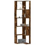 Vidaxl bibliothque dangle  5 niveaux chne fum bois dingnierie tagre  livres dangle vitrine dangle ...