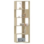 Vidaxl bibliothque dangle  5 niveaux chne sonoma bois dingnierie tagre  livres dangle vitrine ...