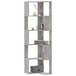Vidaxl bibliothque dangle  5 niveaux gris bton bois dingnierie tagre  livres dangle vitrine dangle ...