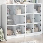 Vidaxl bibliothque avec portes armoire  livres avec poignes meuble avec compartiments de salon intrieur ...