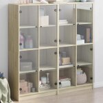Vidaxl biblioth�que avec portes armoire � livres avec poign�es meuble avec compartiments de salon int�rieur ...