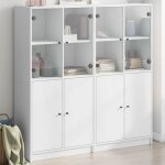 Vidaxl biblioth�que avec portes armoire � livres avec poign�es meuble avec compartiments de salon int�rieur ...