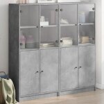 Vidaxl biblioth�que avec portes armoire � livres avec poign�es meuble avec compartiments de salon int�rieur ...