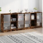 Vidaxl biblioth�que avec portes armoire � livres avec rangement meuble � livres bureau salon moderne ...