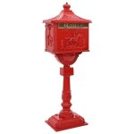 Vidaxl bo�te aux lettres sur pied rouge vintage en aluminium 425 x 295 x 117 cm