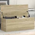 Vidaxl bo�te de rangement ch�ne sonoma 90x35x35 cm bois ding�nierie bo�te � couvertures coffre de rangement ...