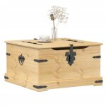 Vidaxl bo�te de rangement corona 78x78x45 cm bois de pin massif bo�te � couvertures coffre de rangement ...