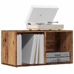 Vidaxl bo�tes de rangement lp vieux bois 695x34x36 cm bois ing�nierie table pour tourne - disque meuble ...