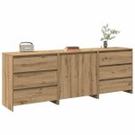 Vidaxl buffet 3 pcs ch�ne artisanal bois ding�nierie 3329180