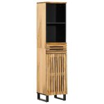 Vidaxl buffet 38x34x160 cm bois de manguier massif brut meuble de rangement meuble de rangement de cuisine ...