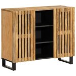 Vidaxl buffet 90x34x75 cm bois de manguier massif brut meuble de rangement meuble de rangement de cuisine ...